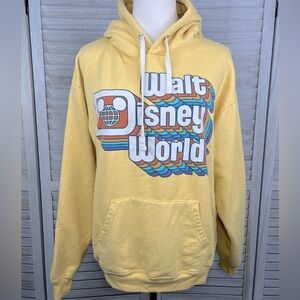 DISNEY Walt Disney World Hooded Pullover Sweatshirt Yellow-Medium